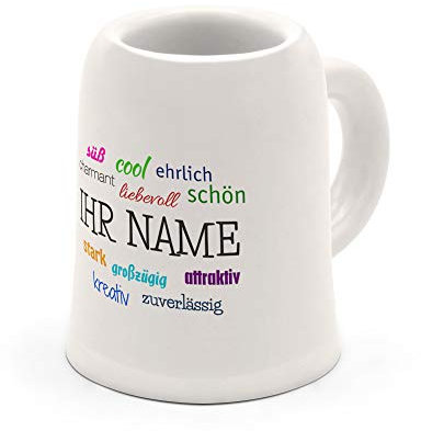printplanet - Schnapsglas mit Namen oder Wunschtext selbst gestalten - Mini Bierkrug personalisieren und bedrucken – Motiv: Postive Eigenschaften
