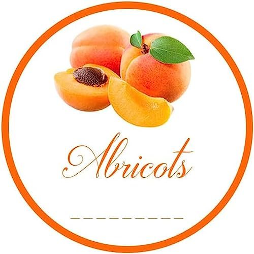 30x Abricots - Lot d'étiquettes autocollantes rondes pour la cuisine, diamètre 50mm, faciles à décoller, idéales pour l'étiquetage de vos pots de confitures et bocaux fait maison - Mon Bio Jardin