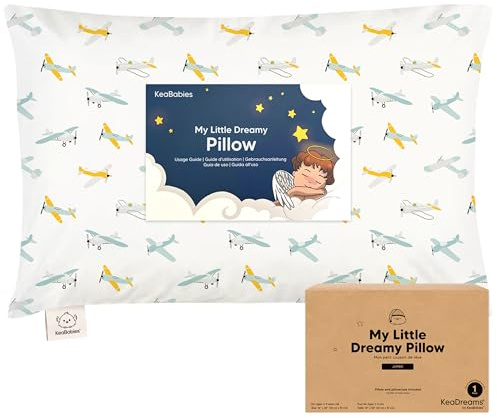 KeaBabies Kinderkissen mit Kissenbezug – 51X35cm Kinderkissen ab 2 Jahren, Waschbares, Weiches Bio-, zum Schlafen, Großes (Plane)