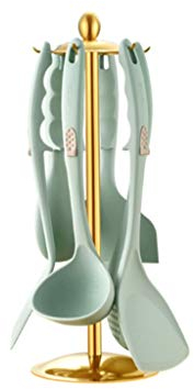 YANYUESHOP Juego de Utensilios de Cocina de Silicona, espátula de Cocina de Oro Verde nórdico, Cuchara para Sopa, Especial para sartén Antiadherente, Suministros de Cocina para el hogar