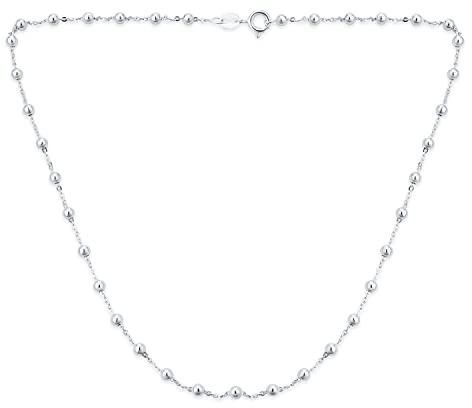 Bling Jewelry Klassische Einfache Kleine 6 Mm Runde Perlenstation Halskette Für Frauen Und Jugendliche, Glänzend Poliert, Vergoldet Mit 16 Zoll Länge.