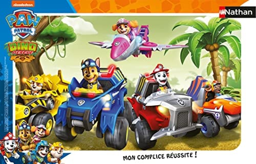 Nathan – Kinderpuzzle – Rahmen 15 Teile – Auf dem Weg mit der Paw Patrol – Mädchen oder Jungen ab 3 Jahren – hochwertiges Puzzle – Dicker und robuster Karton – Action & Abenteuer – 86172