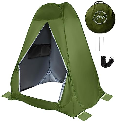 Pop Up Large Privacy Tent - 7ft Tall - Oversized Strong Camping Toilet Tent- Portable Camp Shower Pod w/Hooks/Floor Pod- Outdoor Bathroom, Potty, Changing Private Room (Green 5 x 5 x 7)
