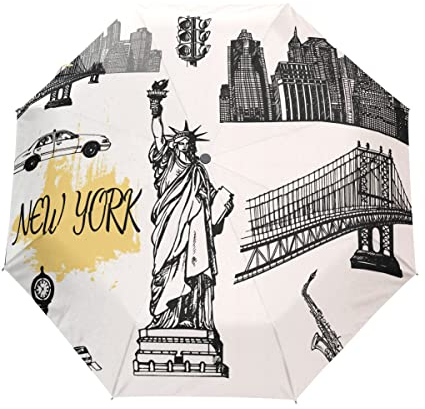 GAIREG Sketch New York Regenschirm, winddicht, für Autoreisen, kompakt