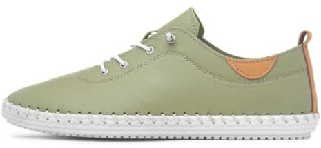 Lunar St Ives Womens Khaki Leather Casual Shoe