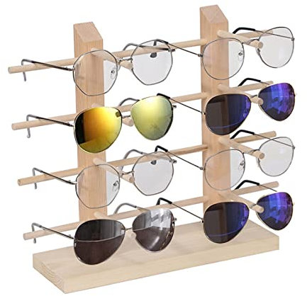 Boutihao Présentoir De Lunettes, Support d'Affichage de Lunettes de Soleil en Bois, Porte Lunettes De Soleil Créatif Support De Lunettes, Peut Contenir Jusqu'à 8 Paires de Lunettes