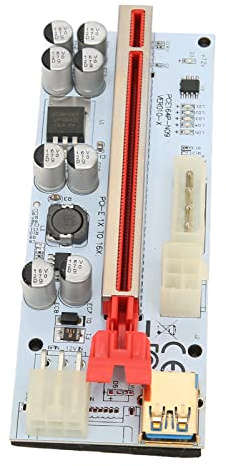PCIE-Riser-Adapterkarte, GPU-Mining-betriebene Riser-Adapterkarte, 8 Feste Kondensatoren, GPU-Verlängerungskabel PCIE X1 auf PCIE X16, für Linx, XP, Win7, Win8, Win10