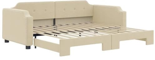 vidaXL Tagesbett Ausziehbar Creme 90x200 cm Stoff