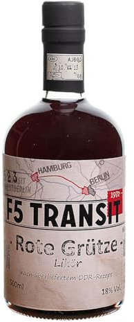 Rote Grütze Likör 0.5l (18% Vol) No. 5523 | F5-Transit | Fruchtlikör mit Himbeere und feiner Vanille | Geschmack: Rote Grütze mit Vanillesoße | Schwechower Brennerei (1229)