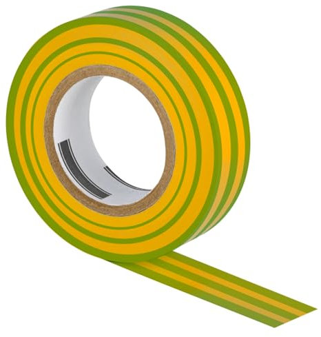 ISOLATECH 1 Rolle PVC Isolierband Erdung 19mm x 20 Meter x 0,15mm VDE 0340-3-1 2002-03 DIN EN 60454-3-1 flammwidrig rückstandsfrei entfernbar