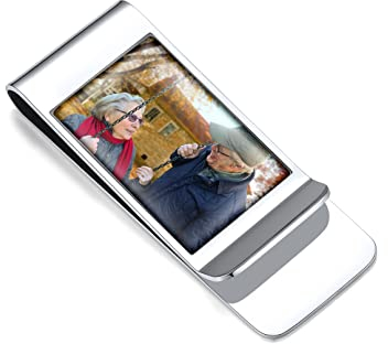 Bandmax Personalisierte Foto Geldscheinklammer Herren Damen Gold Money Clip Edelstahl Geldklammern Rechteckiges Foto Gravur für Brieftasche Rechnung