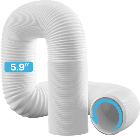 Hon&Guan Portable Air Conditioner Hose, 150mm 5.9 Diameter 1.5m Length AC Exhaust Pipe, Anti-Clockwise Thread PP Material Heat Resistant Compatible with LG, with Delonghi and More