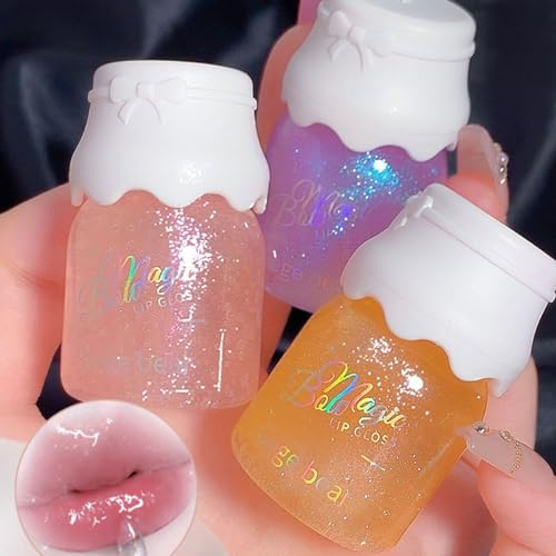 Baorder 3Pcs Shimmer Lip Gloss Set,Feuchtigkeitsspendende Lip Glow Öl klar glänzend Lipgloss Lip Lacquer für Frauen