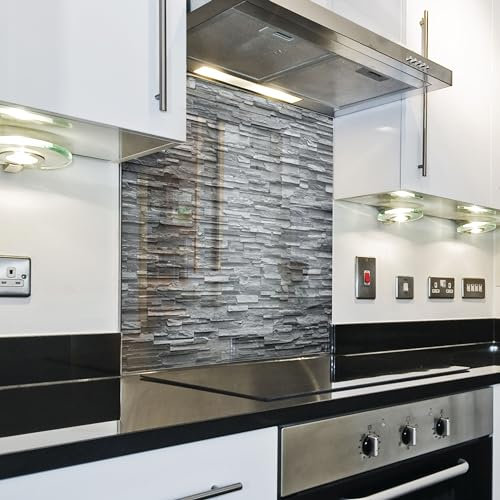 IMJ-Global Wandverkleidung Splashback Spritzschutz für die Küche | Dekoration Steine | 60 x 60 cm | aus gehärtetem Glas