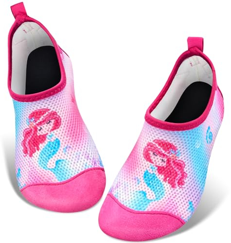 WAWSAM Chaussures Aquatiques pour Enfants Filles Chaussures de Plage Maille Souple Sirène Antidérapante Léger Confortable Chaussettes d'eau pour Surf Chaussures Aqua