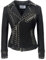 Rock88 Nieten Lederjacke für Damen Kurzer Motorradmantel mit Gürtel Übergroßes Revers Reißverschluss Oberbekleidung Frühling und Herbst Schlanke Winddichte Outfits,Black,S(Bust:97cm)