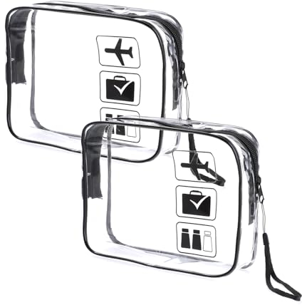2 Stück Kulturbeutel Transparent Reisetasche Wäschesack Mit Reißverschluss wasserdichte Zip Beutel Flugzeug Reisegrößen Produkte Makeup Tasche Durchsichtig Für Reisegepäck Flughafen