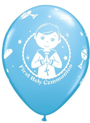 Qualatex 38659 Erstkommunion – Junge, 27,9 cm Latexballons (Packung mit 6 Ballons)