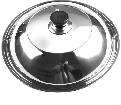 JINSBON Elegante cubierta para wok de trípode de acero inoxidable, tapa vegetal que protege del aceite caliente, ayuda a mantener el vapor fácil de levantar (38 cm)