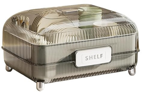 cerrado, escurridor de platos, escurridor de platos, caja de almacenamiento de drenaje, soporte multifuncional para vajilla, escurridor de platos con tapa para accesorios de cocina