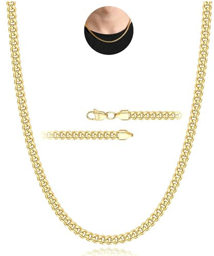 Rajputana Gold Kette Halskette für Männer 3mm Kubanische Verbindung Ketten für Herren Junge Gold Männer Kette Halsketten Robuste Kandare Chains Schmuck Geschenke 22 Zoll