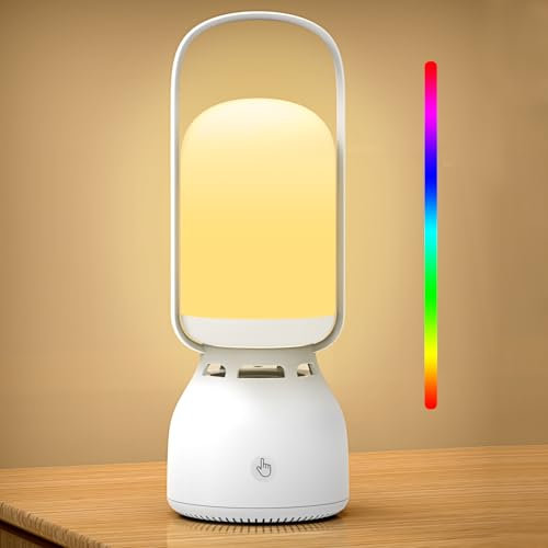 AUYLE Enceinte Bluetooth Portable avec Veilleuse LED, Lampe de Chevet LED Tactile avec 7 Lumières Solides & 4 Lumières Dynamiques, Haut-Parleur Bluetooth Veilleuse comme Cadeau Ado Fille