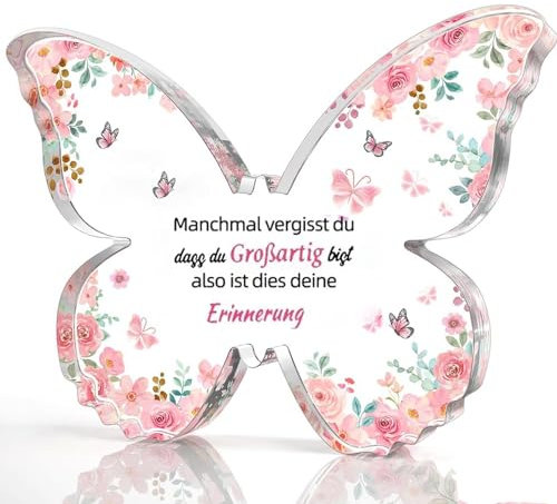 Geschenke für Mama, Liebhaber, Freunde, Lehrer, Acryl Schmetterling graviert Plaque, Dekorationen Geschenk Weihnachten Geburtstag Jahrestag und Mütter Tag Geschenke (Rosa)