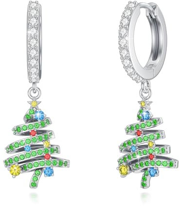 ABIGY Christmas Earrings 925 Sterling Silver Christmas Tree Earrings Christmas Jewellery Gifts for Women