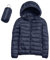 Doudoune légère pour femme avec capuche - Veste d'hiver décontractée - Fermeture éclair - Veste matelassée - Pliable - Avec poche - Doudoune fine - Manteau d'hiver, L - Bleu marine, S