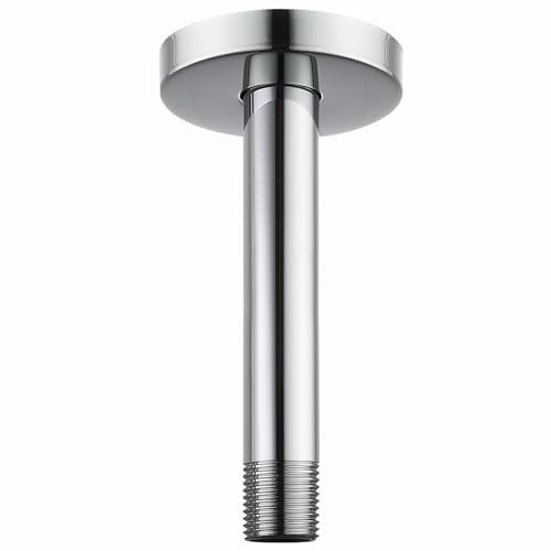 Brazo de Ducha Voolan con Brida, Tubo de Ducha Fijo Montado en el Techo, Brazo de Repuesto de Ducha de Lluvia Recto para Baño, Conexión Universal 1/2 NPT (15cm, Redondo)