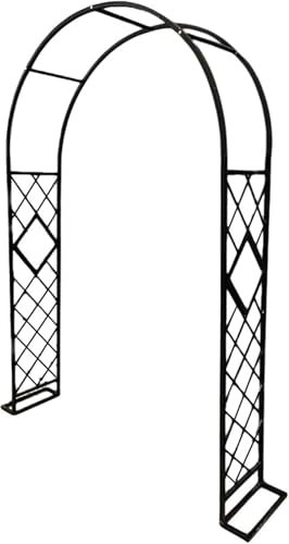 Treillis d'arche de jardin en métal pour plantes grimpantes - Pergola d'extérieur robuste avec revêtement en poudre - Arches de jardin solides pour rosiers et vignes - Finition blanche - 220 x 230 cm