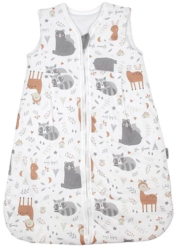 TupTam Schlafsack Baby 2.5 TOG – Atmungsaktiver Ganzjahresschlafsack für Kinder, OEKO-TEX zertifiziert, Farbe: Wilde Tiere, Größe: 68-74