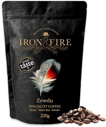 Zewdu Specialty Blend 220g Whole Beans – Light Roast, Award-Winning Single-Origin African Coffee with Delicate Floral, Black Tea & Lemon Notes – Perfect for Pour Over/Filter – IRON & FIRE