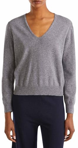 United Colors of Benetton T-Shirt mit V-Ausschnitt M/L, grau, M