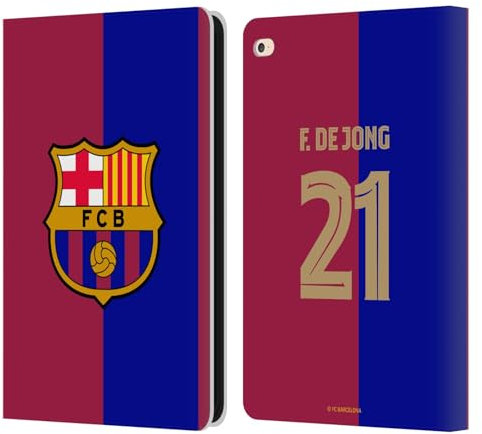 Head Case Designs sous Licence Officielle FC Barcelona Frenkie de Jong 2024/25 Joueurs Home Kit Étui Portefeuille en Cuir Compatible avec Apple iPad Air 2 (2014)