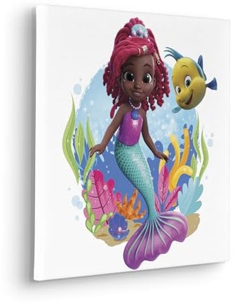 Komar Keilrahmenbild - Disney Ariel Baby Mermaid - Größe: 40 x 40 cm - Leinwandbild, Kinderzimmer, Bunt