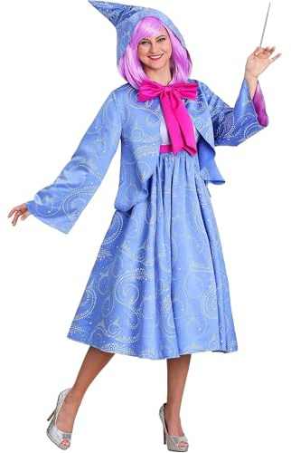 Felcia Women Halloween Fairy GodMother Cosplay Costume Deluxe Hooded Midi Dress Role Play Clothes Party Club Fancy Dress Up Outfits