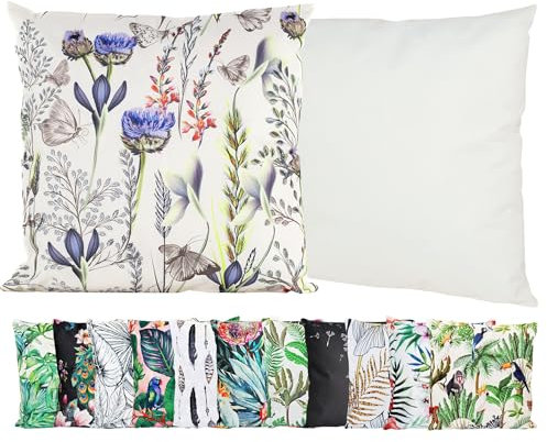 JACK Outdoor Motiv Kissen 45x45cm Lounge Dekokissen inkl. Füllung Wasserabweisend Sitzkissen Garten Stuhl, Farbe:Schmetterlingswiese
