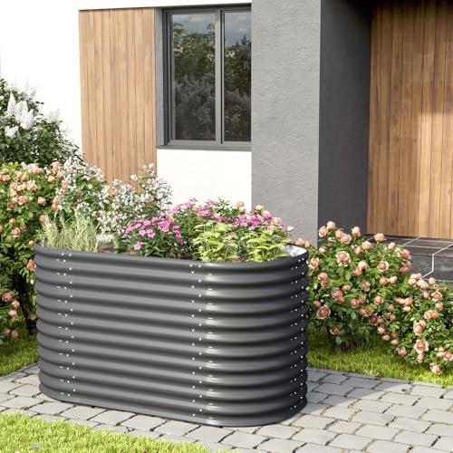 Vitavia Hochbeet Terra 858, Granit, 86 cm, Modell Basic | Wetterfest aus Zincalume® | Ergonomisch & Rückenschonend | Schutz vor Schnecken & Unkraut | Perfekt für Gemüse & Blumen