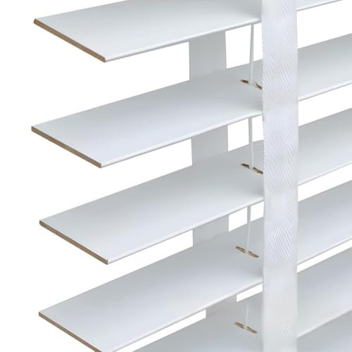 Store Venitien en Bois pour fenêtres & Portes Stores VéNitiens IntéRieurs, Lames de 5cm, sur Mesure 60 80 100 120 140 160 180 200cm pour Chambre & Salon, Rideaux Occultants(White)