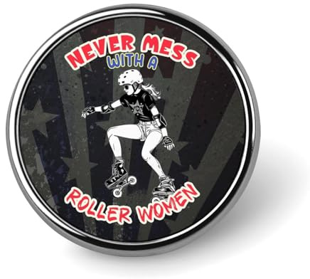 Funny Roller Derby Round Brooch Pin Badge Lapel Tie Pin for Women Men Office Worker Teacher Decor