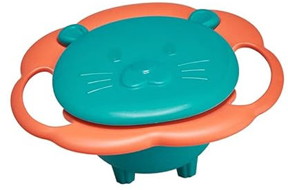 Tazón Colorido sin Derrame para Platos de Rotación para Niños - 360 Grados de Tiempo Alimentación Limpio y Divertido (GREEN)