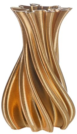 GILDE Vase Fold - Keramik - Gold - Höhe 25cm x Ø 14cm - 3D gedruckt - wasserdichte Blumenvase