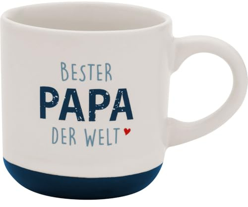 GRUSS & CO Espressotasse Bester Papa der Welt | kleine Mini-Tasse aus Steinzeug, 10 cl, Geschenkanhänger | Geburtstag, Vatertag | 74564