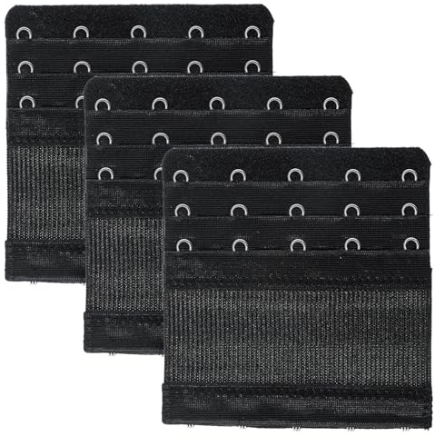 QfwdfcTrenz 3 Estensioni per reggiseno da donna, morbide e confortevoli, con 5 ganci, 3 file estensori per le donne per l'allattamento al seno, estensore per la gravidanza (nero)