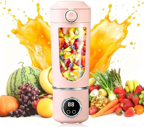 Mini Portable Blender USB Rechargeable 6 Blades 400W | Cordless Travel Smoothie Maker for Kitchen Gym Office, Extra Lid Included, Personal Size, Quick Blend, Easy Clean