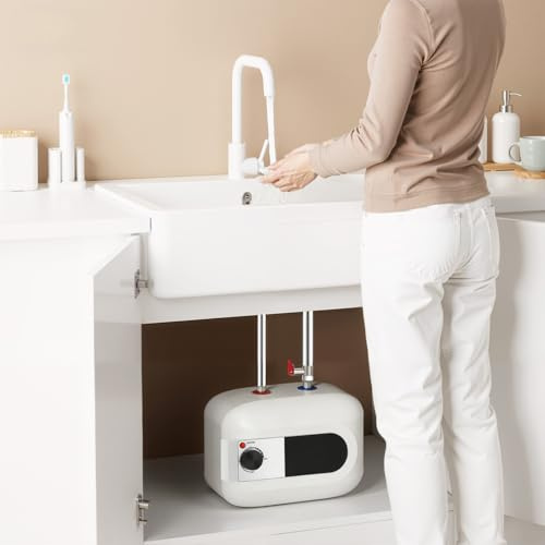 Chauffe-eau 6 l - 1500 W - Petit chauffe-eau sous évier - Montage mural - 30-65 °C - Chauffe-eau sous évier - Chauffage rapide - Pour cuisine et salle de bain