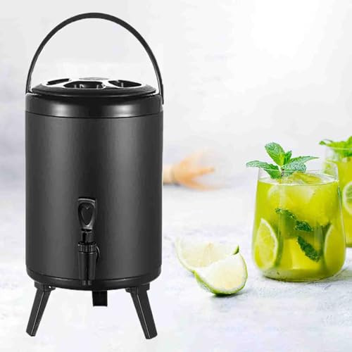 GYYFQH Isolierter 8-Liter-Behälter mit Zapfhahn Edelstahl-Thermoskanne Kaffeemaschine geeignet für Kaffee Tee oder Glühwein tragbarer Kühler(Matte Black, 8L)