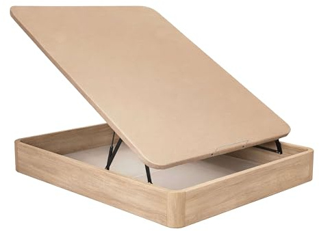 Miroytengo Canapé 150x190 cm Raso Roble Cambrian Base tapizada melamina, 2 bisagras hidráulicas, Tela 3D, Refuerzos Acero 28 cm Interior