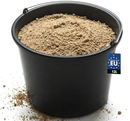 BAKOKI Robuster Mörteleimer 12 L aus LDPE mit Metall‑Kopfbügel und Innen‑Skala – Betoneimer, Zementeimer, Putzeimer & Wassereimer für Baustelle, Garten & Haushalt, schwarz